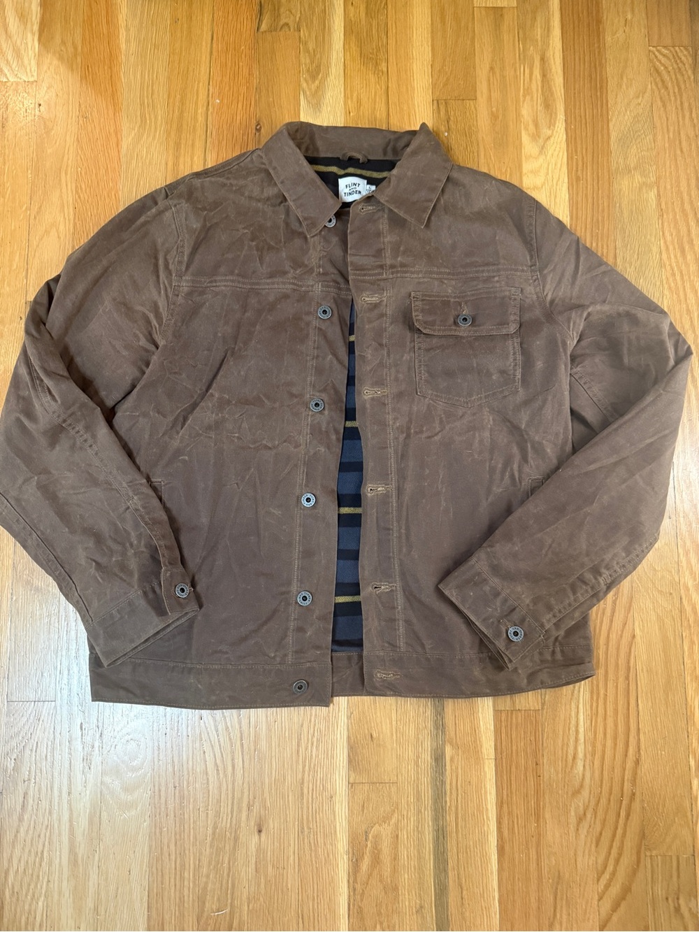 Flint & Tinder Men's Brown Waxed Canvas Jacket (L)